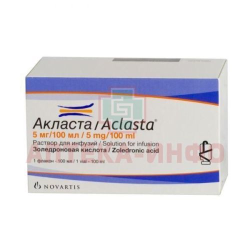 Акласта фл.(р-р  д/инф.) 5мг/100мл 100мл Fresenius Kabi Austria/Австрия/Novartis Pharma/Швейцария