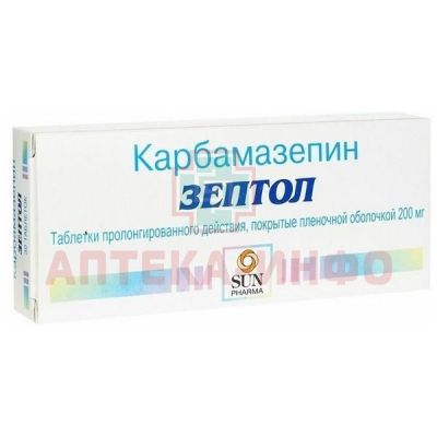 Зептол таб. пролонг. п/пл. об. 200мг №30 Sun Pharmaceutical/Индия