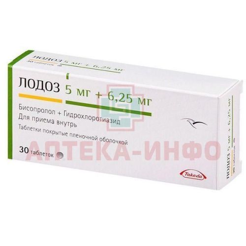 Лодоз таб. п/об 5мг+6,25мг №30 Merck Sante/Франция