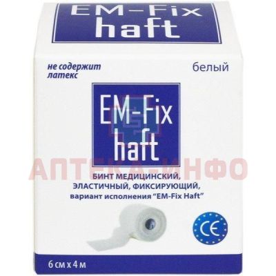 Бинт EM-FIX HAFT эласт. 6cм х 4м (бел.) Евромед/Россия