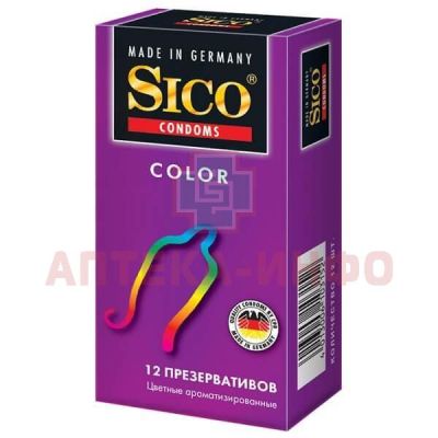 Презерватив SICO №12 Color (ароматизир. цветные, фиолет. уп.) C P R/Германия