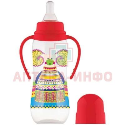 Бутылочка детская LUBBY 12018 Русские мотивы с талией и силик. соской и ручк. 240мл Yellowcare/Таиланд