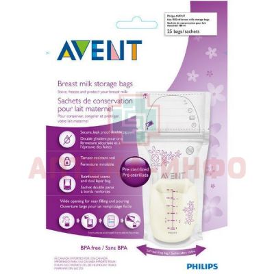 Пакет AVENT д/хранения молока 180мл №25 (арт. 8025 SCF603/25) Philips Electronics UK Ltd/Великобритания