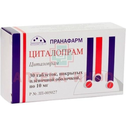 Циталопрам таб. п/пл. об. 10мг №30 Пранафарм/Россия