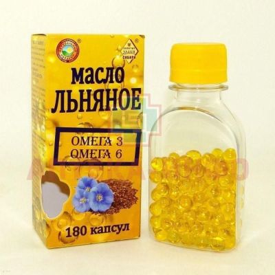 Льняное масло с Омега 3 Омега 6 капс. №180 СибТар/Россия