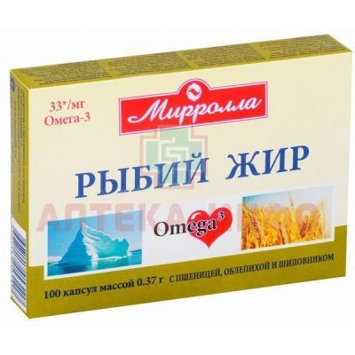 Рыбий жир "Мирролла" пшеница, облепиха и шиповник капс. №100 Мирролла/Россия